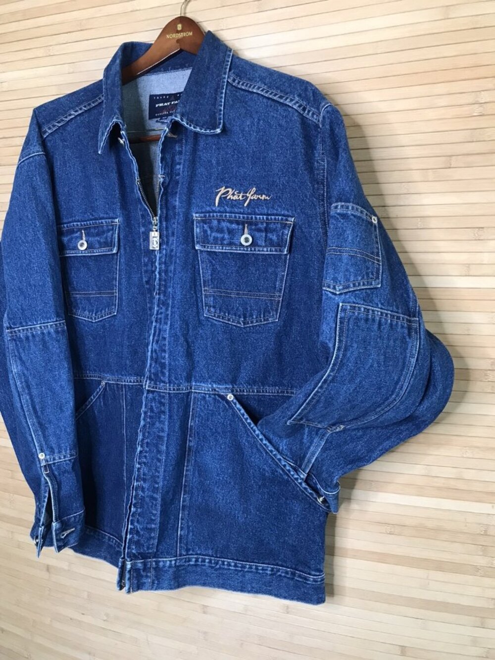 Phat Farm Logo Urban Hip Hop 90's Denim Blue Jean Jacket Mens sz XXXL Clean 3XL - Picture 4 of 7